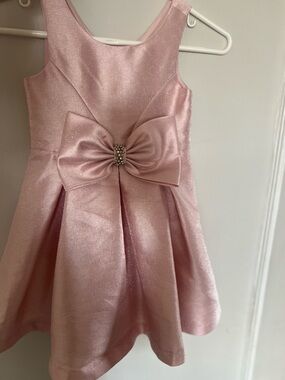 Sparkle Bow-Front Pink Girls' Party Dress